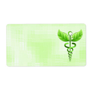 Alernative Medicine Green Caduceus Medical Emblem ラベル