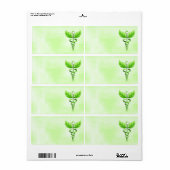 Alernative Medicine Green Caduceus Medical Emblem ラベル (フルシート)