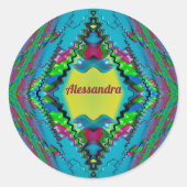 ALESSANDRA~ブラックピンクブルーとイエローフラクタル~ ラウンドシール (正面)