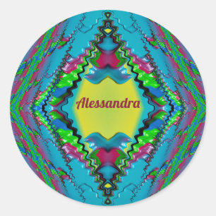 ALESSANDRA~ブラックピンクブルーとイエローフラクタル~ ラウンドシール