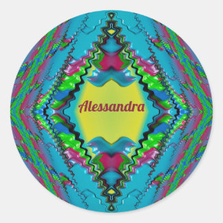 ALESSANDRA～ブラックピンクブルーとイエローフラクタル～ ラウンドシール