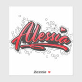 Alessia red Heart Graffiti Aufkleber Sticker シール (シート)