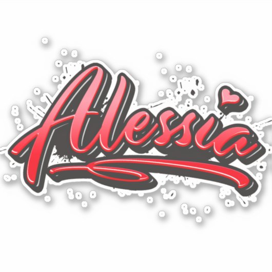 Alessia red Heart Graffiti Aufkleber Sticker シール (正面)