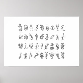 Alethiometerシンボルグリッドゴールデンコンパスシンボル ポスター