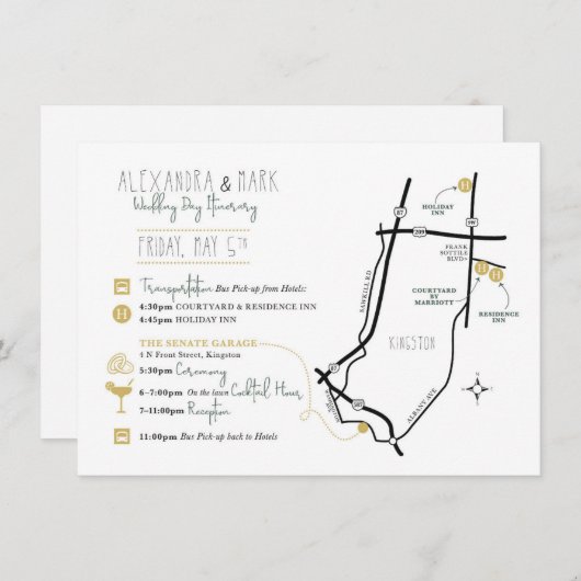 ALEXとMARKのカスタムウェルカムマップカード エンクロージャーカード (正面/裏面)