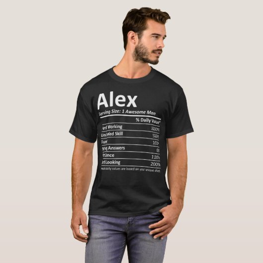 ALEX栄養おもしろい誕生日パーソナライズされた名 Tシャツ (正面フル)