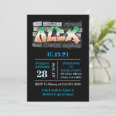 ALEX あなたの名前 グラフィティレンガの壁 ペイント スプラッター 招待状 (スタンド正面)