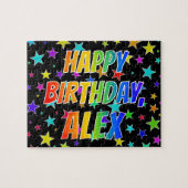 "ALEX"名、おもしろい"ハッピーバースデー" ジグソーパズル (横)