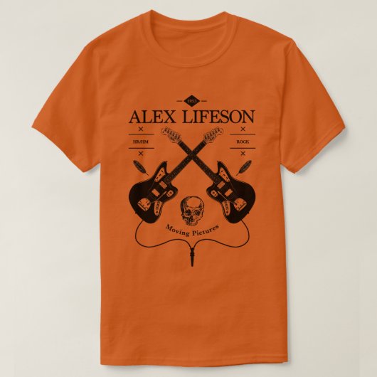 Alex Lifesonギターヴィンテージロゴ Tシャツ (デザイン正面)