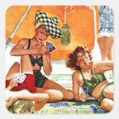 Alex Rossによるビーチでのカードゲーム スクエアシール (正面)