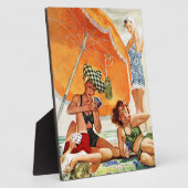 Alex Rossによるビーチでのカードゲーム フォトプラーク (側面)