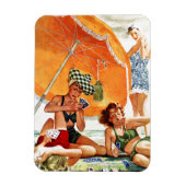 Alex Rossによるビーチでのカードゲーム マグネット (縦)