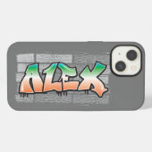 ALEX Your Name Graffiti Brick Wall Paint Splatter iPhoneケース (裏面横)
