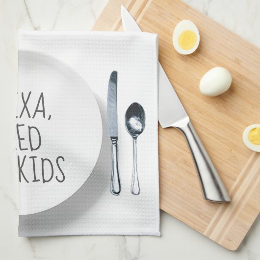 Alexa Command Humor on White キッチンタオル (四つ折り)