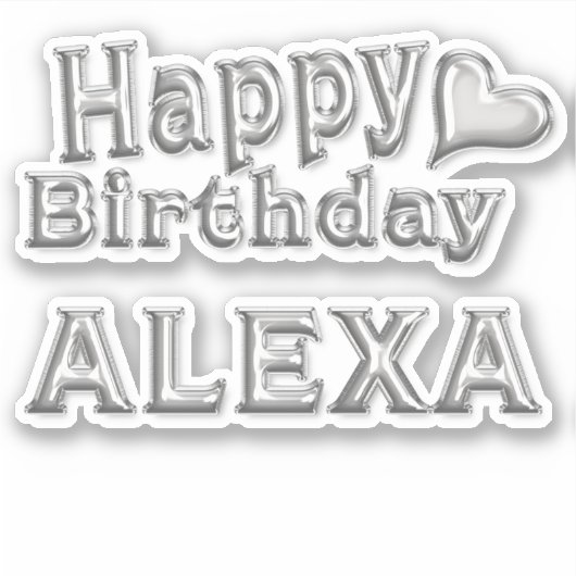 Alexa Happy Birthday silver Aufkleber Sticker シール (正面)