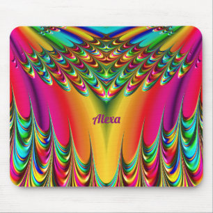ALEXA to Zany Hot Yellow, Blue, Green and Pink マウスパッド