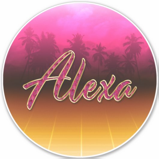 Alexa Vorname Name golden pink Aufkleber Sticker シール (正面)