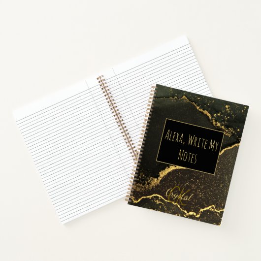 Alexa Write My Notes Black and Gold Monogram  ノートブック (内部)