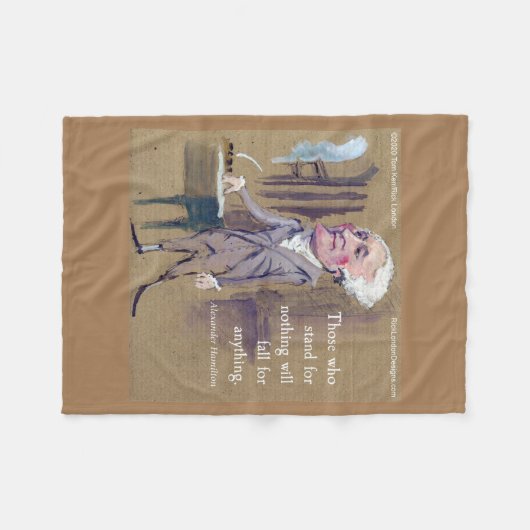 Alexander Hamilton "何かを目指して立つ"引用文 フリースブランケット (正面(横))