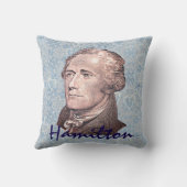 Alexander Hamilton on Blue Lace & Background クッション (裏面)