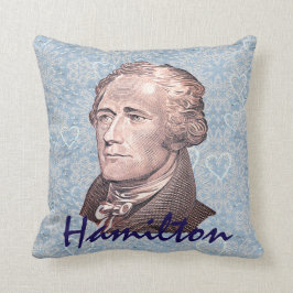 Alexander Hamilton on Blue Lace & Background クッション