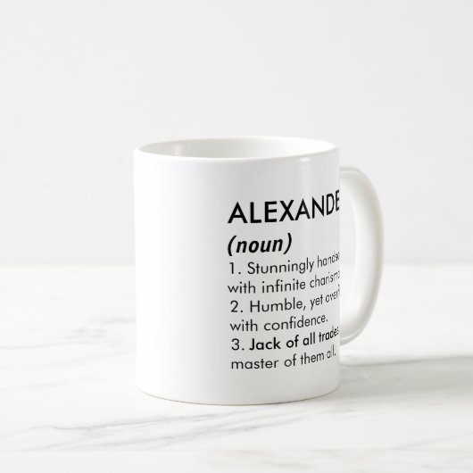 Alexander name, Editable name, Custom name コーヒーマグカップ (正面右)