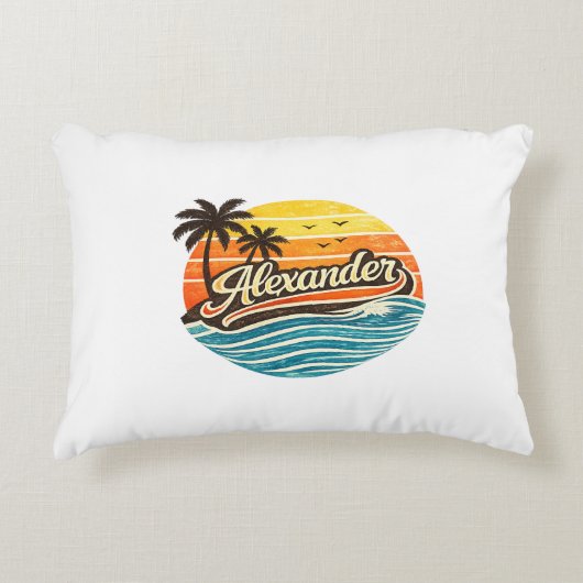 Alexander Retro Sunset Name Design アクセントクッション (正面)