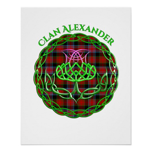 Alexander Scottish Tartan Celtic Thistle ポスター (正面)