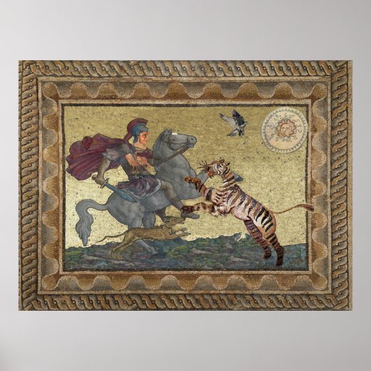 Alexander the Great, Bucephalus and Peritas mosaic ポスター (正面)