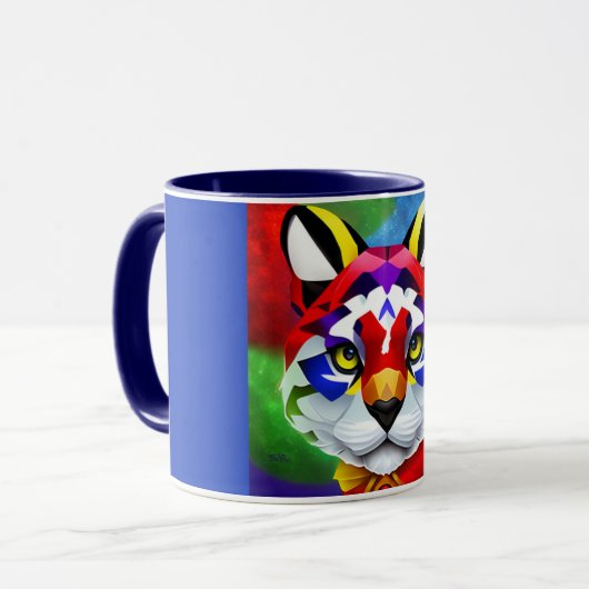 Alexander's Cat navy blue center combo mug マグカップ (正面左)