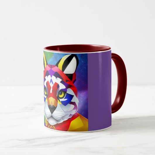 Alexander's Cat purple and maroon center combo mug マグカップ (正面右)
