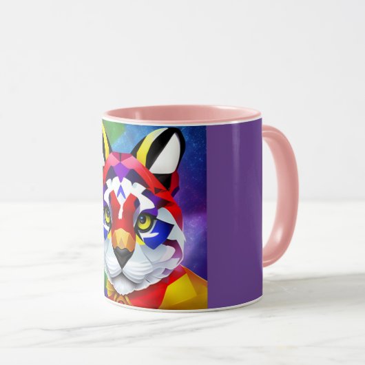 Alexander's Cat purple and pink center combo mug マグカップ (正面右)