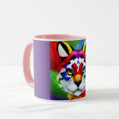 Alexander's Cat purple and pink center combo mug マグカップ (正面左)