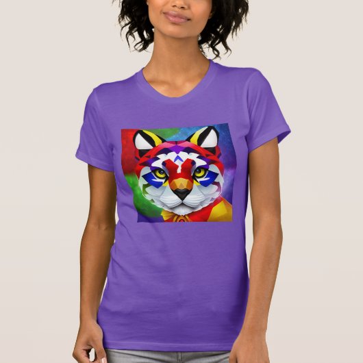Alexander's Cat women purple T-shirt Tシャツ (正面)