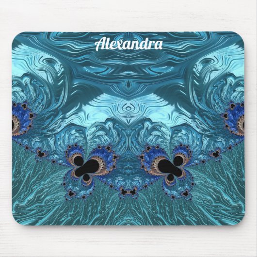 ALEXANDRA 〜 ブルーアクアとブラックデザイン マウスパッド (正面)
