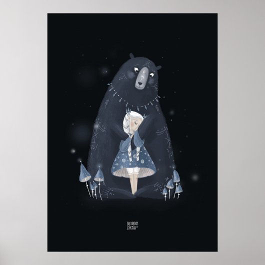 Alexandra Dikaiaによるクマと青のキノコ ポスター (正面)