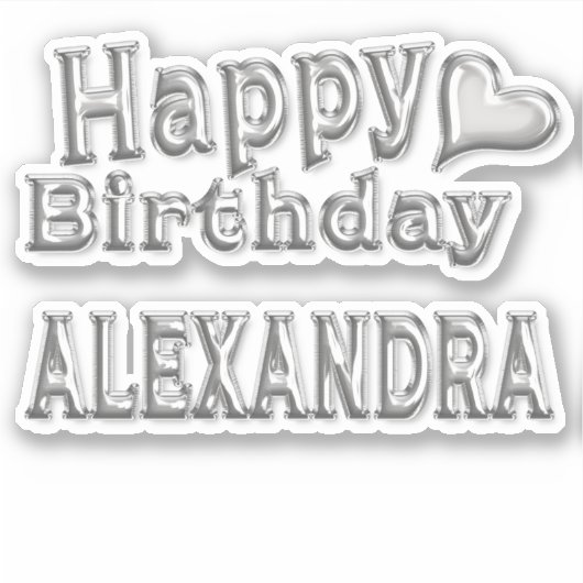 Alexandra Happy Birthday silver Aufkleber Sticker シール (正面)