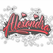 Alexandra red Heart Graffiti Aufkleber Sticker シール (正面)