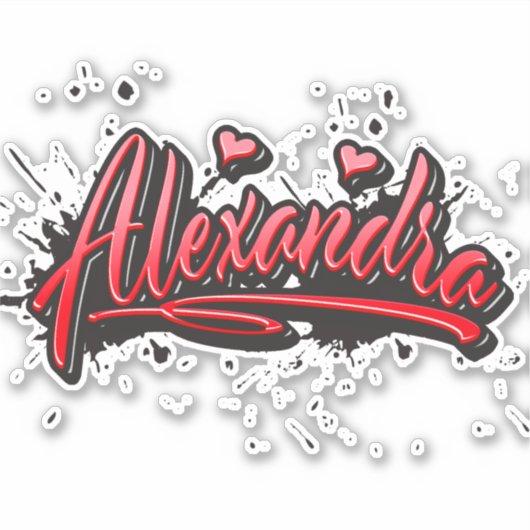 Alexandra red Heart Graffiti Aufkleber Sticker シール (正面)