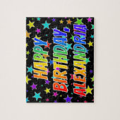 "ALEXANDRIA"名,おもしろい"ハッピーバースデー" ジグソーパズル (縦)