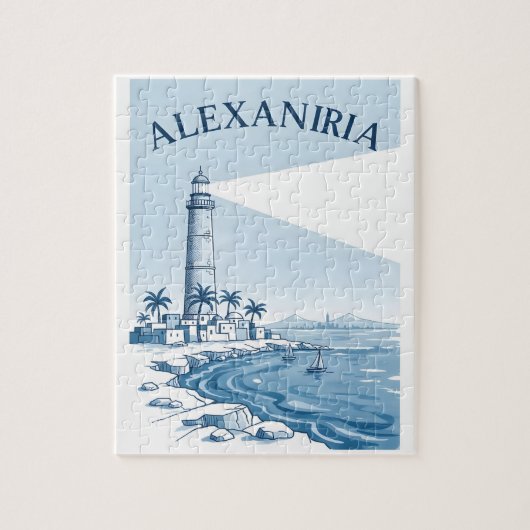 Alexandria Lighthouse Coastal Scene Travel ジグソーパズル (縦)