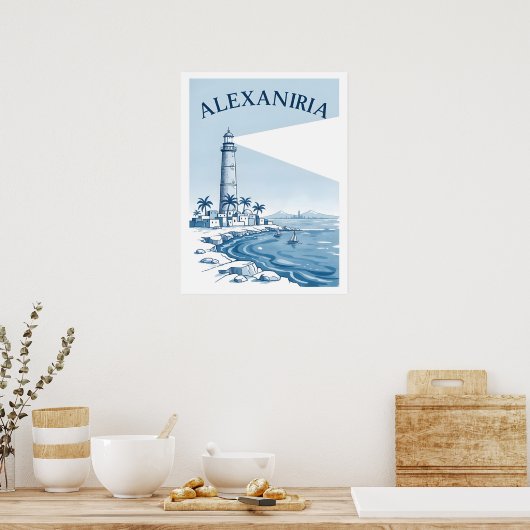 Alexandria Lighthouse Coastal Scene Travel ポスター (キッチン)