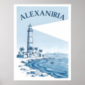 Alexandria Lighthouse Coastal Scene Travel ポスター (正面)