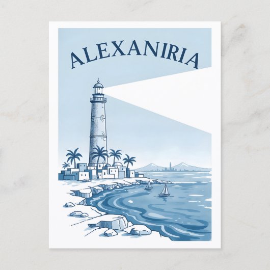 Alexandria Lighthouse Coastal Scene Travel ポストカード (正面)