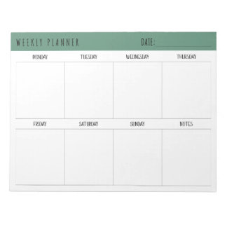 Alexandrite Teal Simple Modern Weekly Planner ノートパッド