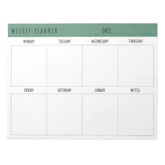 Alexandrite Teal Simple Modern Weekly Planner ノートパッド (正面)