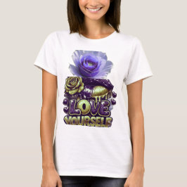 AlexDizaine ブルーローズ 自分を愛そう レディース ダブルプリントTシャツ Tシャツ