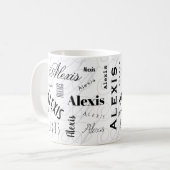 Alexis Custom Name  Black White Coffee Mug コーヒーマグカップ (正面左)