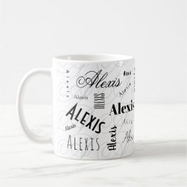 Alexis Custom Name  Black White Coffee Mug コーヒーマグカップ