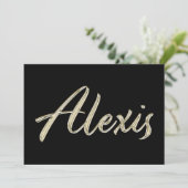 Alexis Name white gold Handwriting Karte カード (スタンド正面)